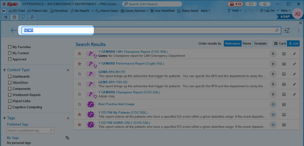 Analytics Catalog search for ED PIM