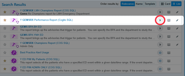 Select report and run